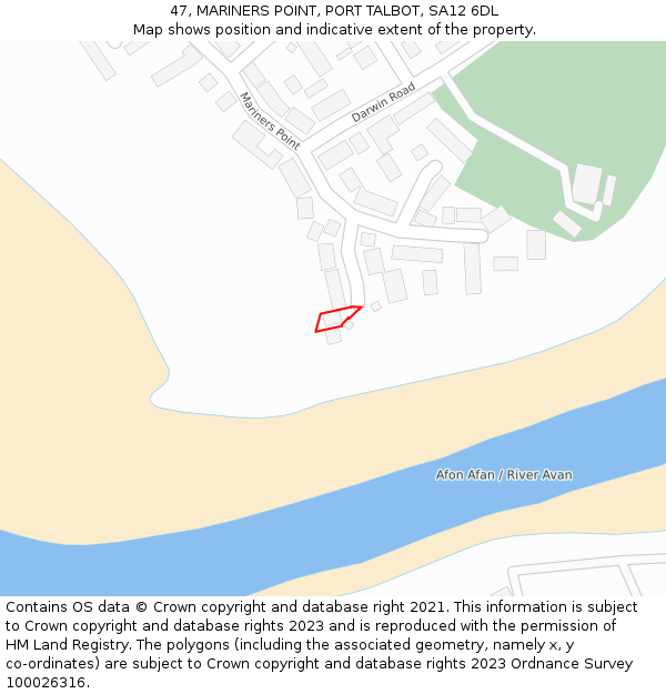 47, MARINERS POINT, PORT TALBOT, SA12 6DL: Location map and indicative extent of plot