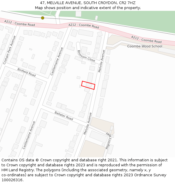 47, MELVILLE AVENUE, SOUTH CROYDON, CR2 7HZ: Location map and indicative extent of plot