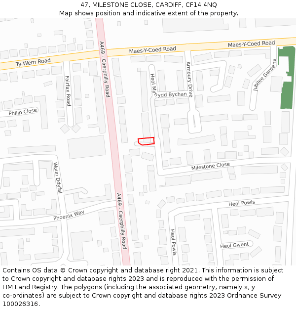47, MILESTONE CLOSE, CARDIFF, CF14 4NQ: Location map and indicative extent of plot