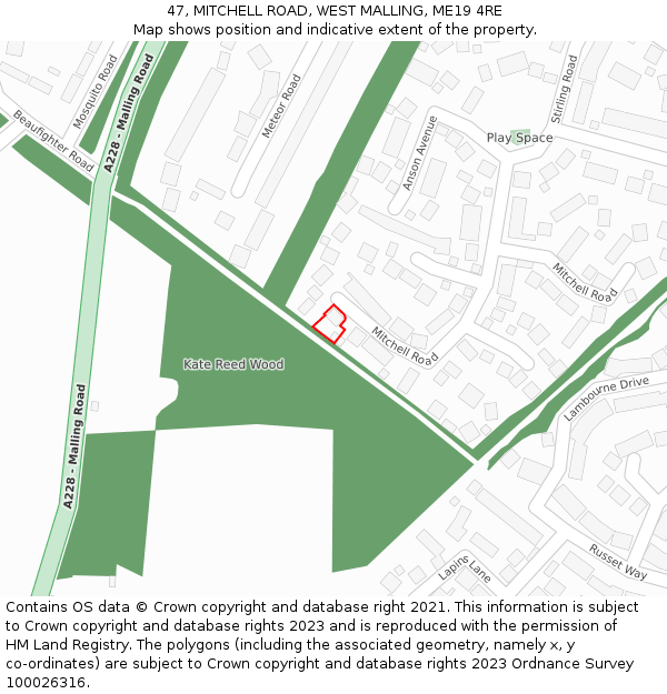 47, MITCHELL ROAD, WEST MALLING, ME19 4RE: Location map and indicative extent of plot