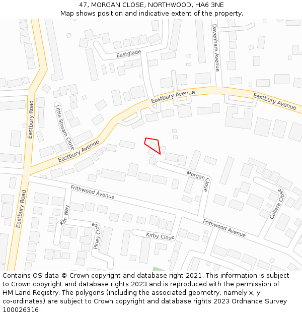 47, MORGAN CLOSE, NORTHWOOD, HA6 3NE: Location map and indicative extent of plot