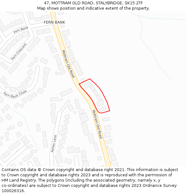 47, MOTTRAM OLD ROAD, STALYBRIDGE, SK15 2TF: Location map and indicative extent of plot