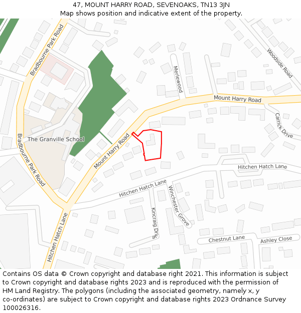 47, MOUNT HARRY ROAD, SEVENOAKS, TN13 3JN: Location map and indicative extent of plot