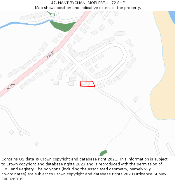 47, NANT BYCHAN, MOELFRE, LL72 8HE: Location map and indicative extent of plot