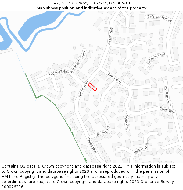 47, NELSON WAY, GRIMSBY, DN34 5UH: Location map and indicative extent of plot