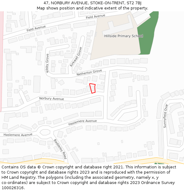 47, NORBURY AVENUE, STOKE-ON-TRENT, ST2 7BJ: Location map and indicative extent of plot