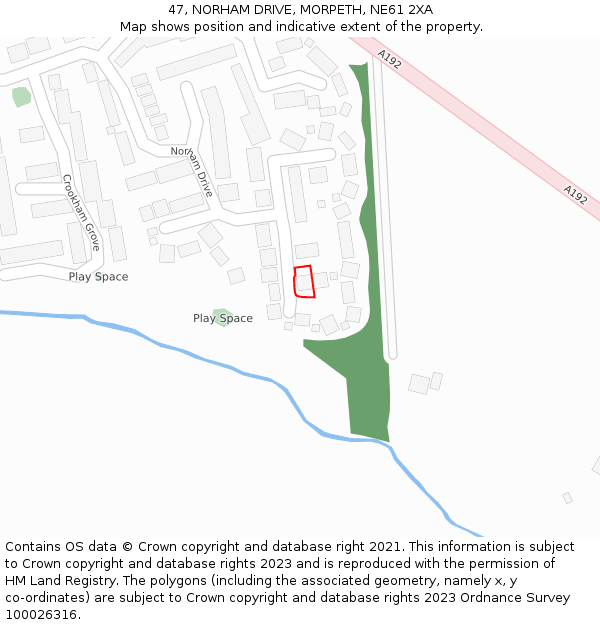 47, NORHAM DRIVE, MORPETH, NE61 2XA: Location map and indicative extent of plot