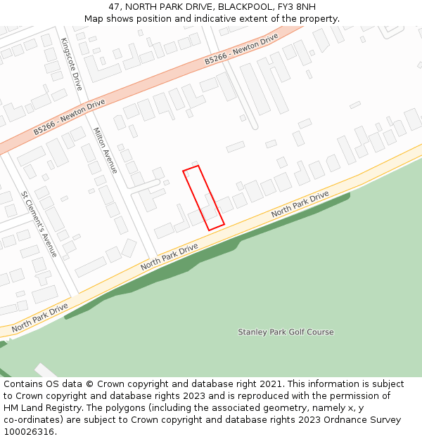 47, NORTH PARK DRIVE, BLACKPOOL, FY3 8NH: Location map and indicative extent of plot