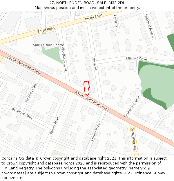 47, NORTHENDEN ROAD, SALE, M33 2DL: Location map and indicative extent of plot