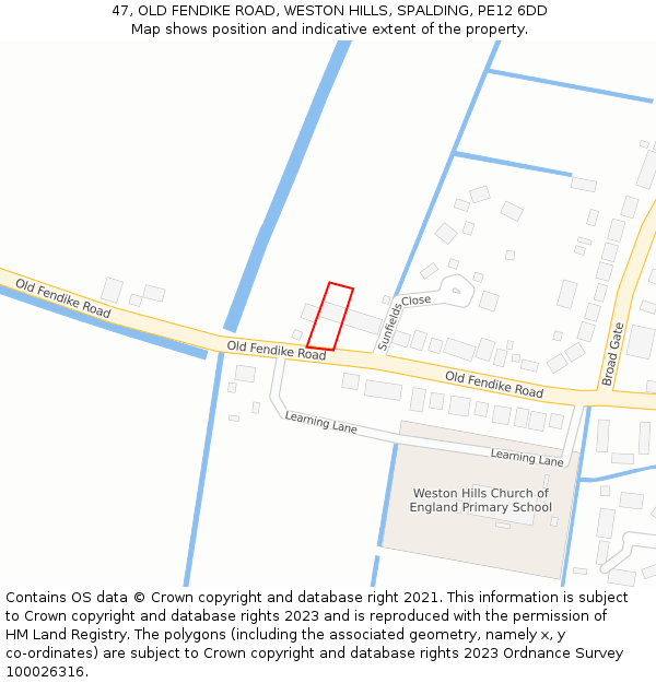 47, OLD FENDIKE ROAD, WESTON HILLS, SPALDING, PE12 6DD: Location map and indicative extent of plot