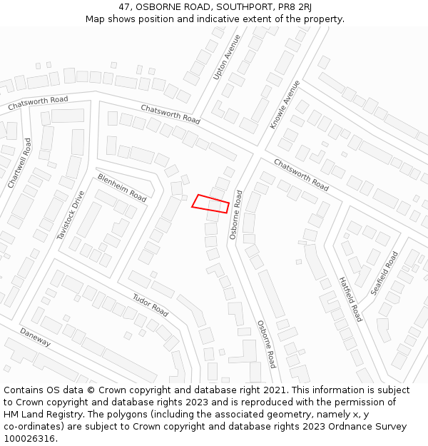 47, OSBORNE ROAD, SOUTHPORT, PR8 2RJ: Location map and indicative extent of plot