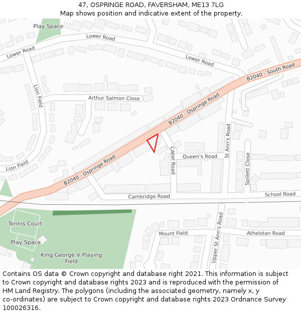 47, OSPRINGE ROAD, FAVERSHAM, ME13 7LG: Location map and indicative extent of plot