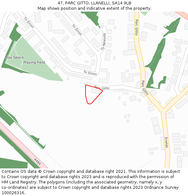 47, PARC GITTO, LLANELLI, SA14 9LB: Location map and indicative extent of plot