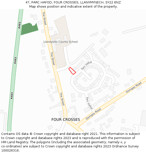 47, PARC HAFOD, FOUR CROSSES, LLANYMYNECH, SY22 6NZ: Location map and indicative extent of plot