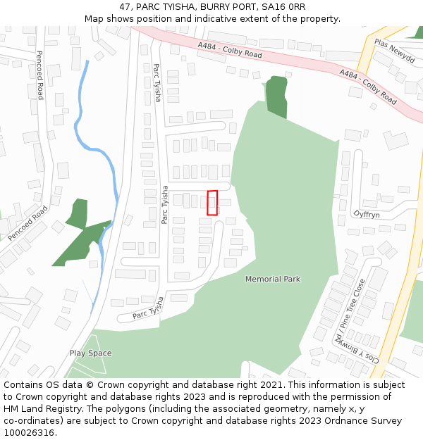 47, PARC TYISHA, BURRY PORT, SA16 0RR: Location map and indicative extent of plot