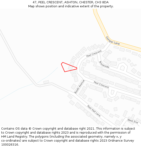 47, PEEL CRESCENT, ASHTON, CHESTER, CH3 8DA: Location map and indicative extent of plot