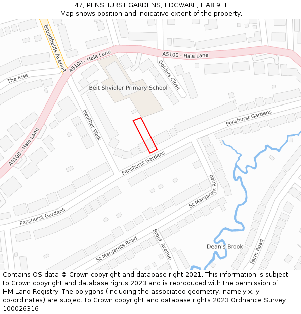 47, PENSHURST GARDENS, EDGWARE, HA8 9TT: Location map and indicative extent of plot