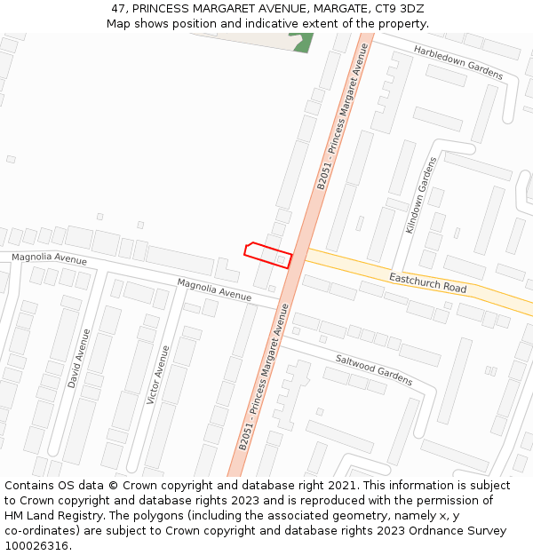 47, PRINCESS MARGARET AVENUE, MARGATE, CT9 3DZ: Location map and indicative extent of plot