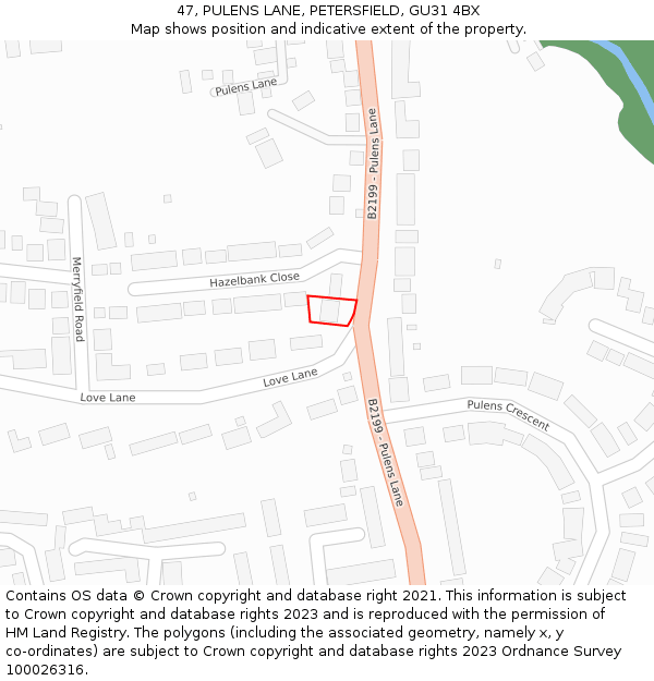 47, PULENS LANE, PETERSFIELD, GU31 4BX: Location map and indicative extent of plot