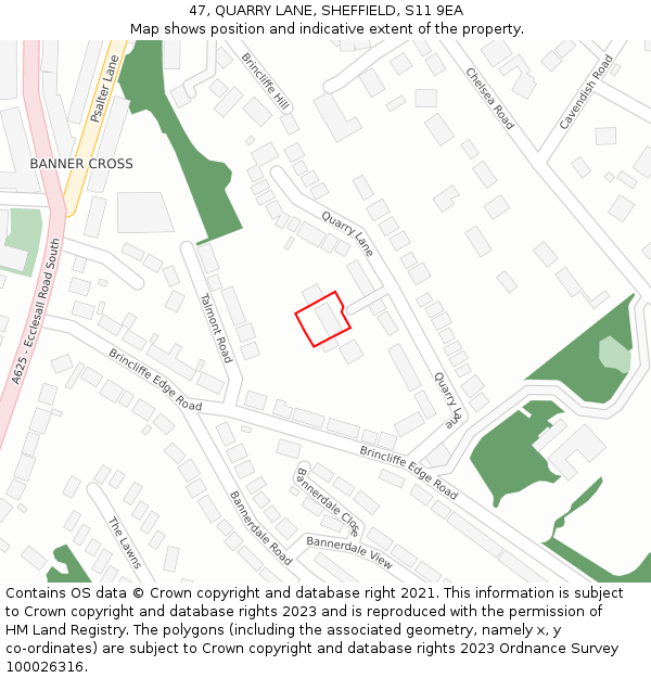 47, QUARRY LANE, SHEFFIELD, S11 9EA: Location map and indicative extent of plot