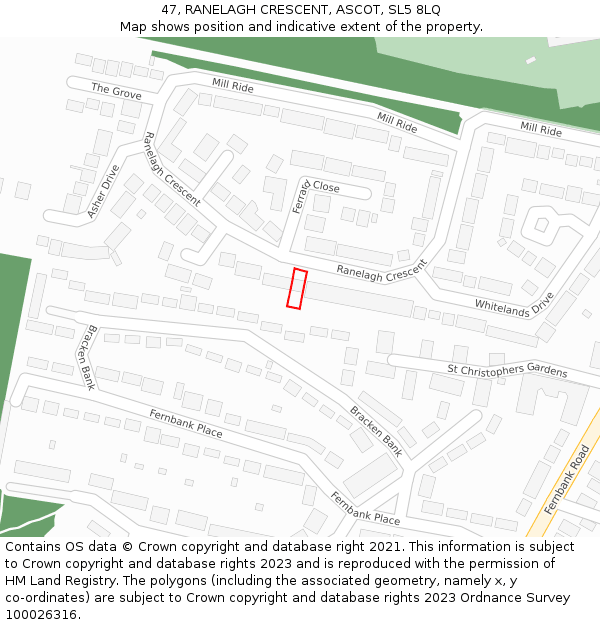 47, RANELAGH CRESCENT, ASCOT, SL5 8LQ: Location map and indicative extent of plot