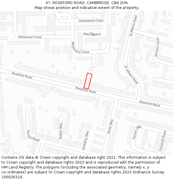 47, ROSEFORD ROAD, CAMBRIDGE, CB4 2HA: Location map and indicative extent of plot