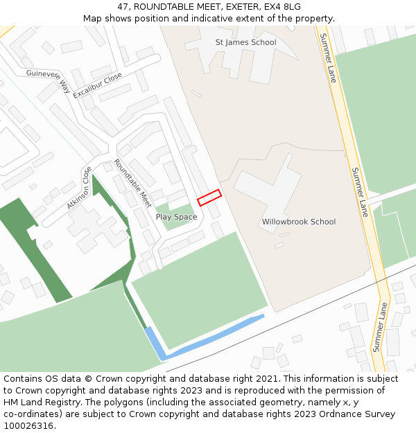 47, ROUNDTABLE MEET, EXETER, EX4 8LG: Location map and indicative extent of plot