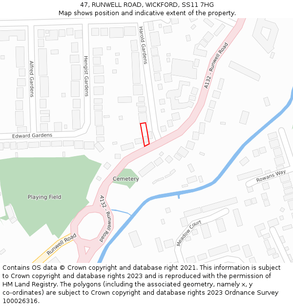 47, RUNWELL ROAD, WICKFORD, SS11 7HG: Location map and indicative extent of plot