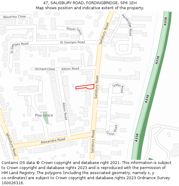 47, SALISBURY ROAD, FORDINGBRIDGE, SP6 1EH: Location map and indicative extent of plot