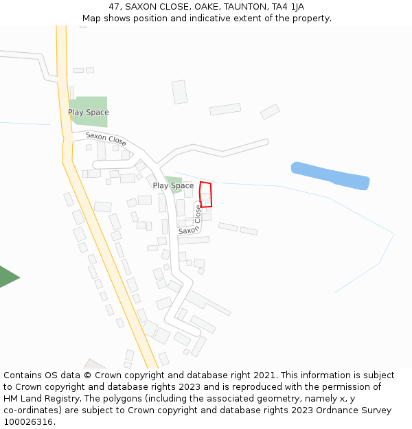 47, SAXON CLOSE, OAKE, TAUNTON, TA4 1JA: Location map and indicative extent of plot