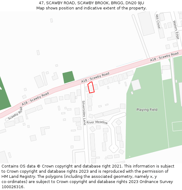 47, SCAWBY ROAD, SCAWBY BROOK, BRIGG, DN20 9JU: Location map and indicative extent of plot