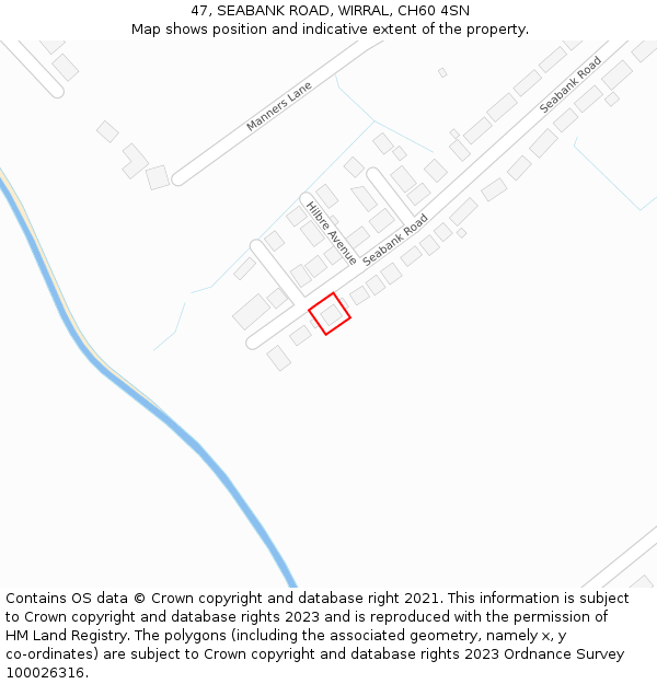 47, SEABANK ROAD, WIRRAL, CH60 4SN: Location map and indicative extent of plot