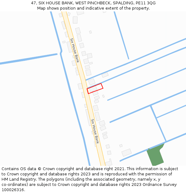 47, SIX HOUSE BANK, WEST PINCHBECK, SPALDING, PE11 3QG: Location map and indicative extent of plot