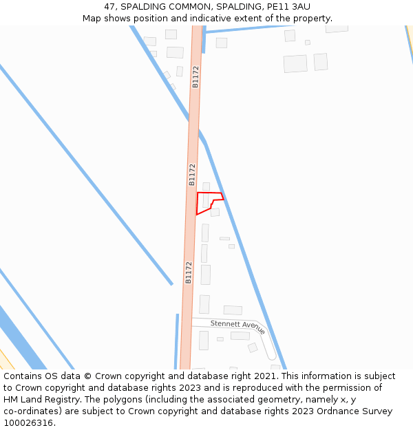 47, SPALDING COMMON, SPALDING, PE11 3AU: Location map and indicative extent of plot