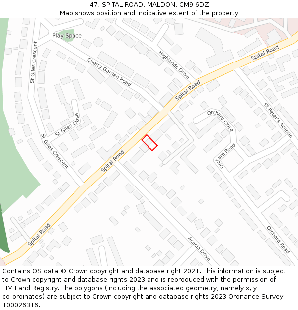 47, SPITAL ROAD, MALDON, CM9 6DZ: Location map and indicative extent of plot