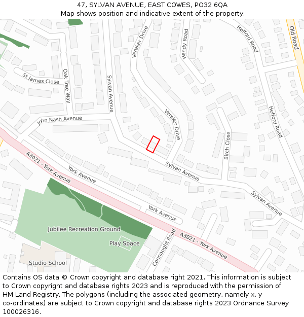 47, SYLVAN AVENUE, EAST COWES, PO32 6QA: Location map and indicative extent of plot