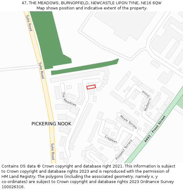 47, THE MEADOWS, BURNOPFIELD, NEWCASTLE UPON TYNE, NE16 6QW: Location map and indicative extent of plot