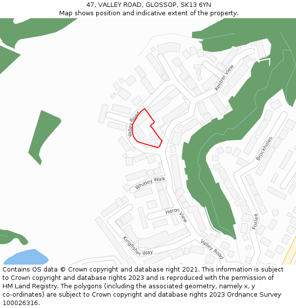 47, VALLEY ROAD, GLOSSOP, SK13 6YN: Location map and indicative extent of plot