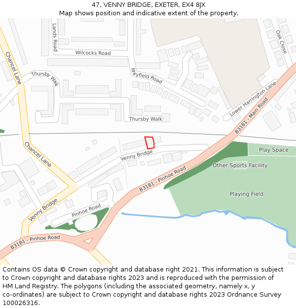 47, VENNY BRIDGE, EXETER, EX4 8JX: Location map and indicative extent of plot