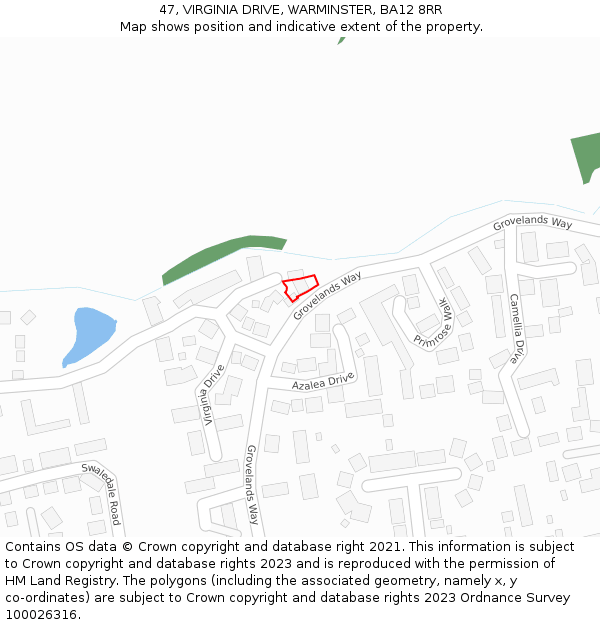 47, VIRGINIA DRIVE, WARMINSTER, BA12 8RR: Location map and indicative extent of plot