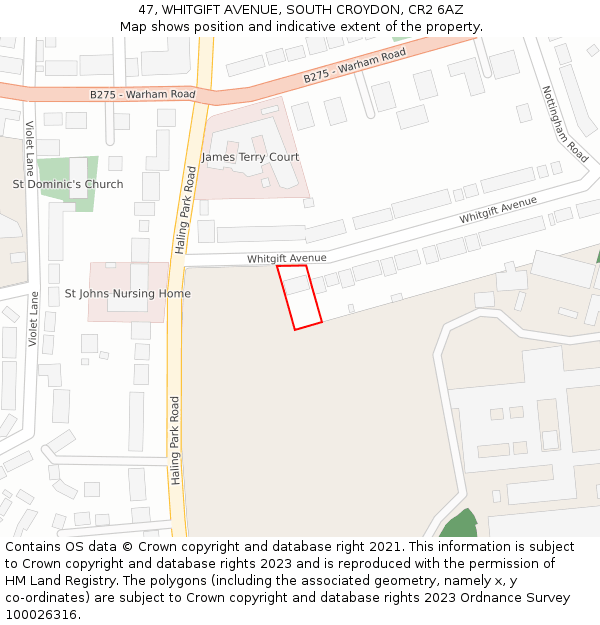 47, WHITGIFT AVENUE, SOUTH CROYDON, CR2 6AZ: Location map and indicative extent of plot