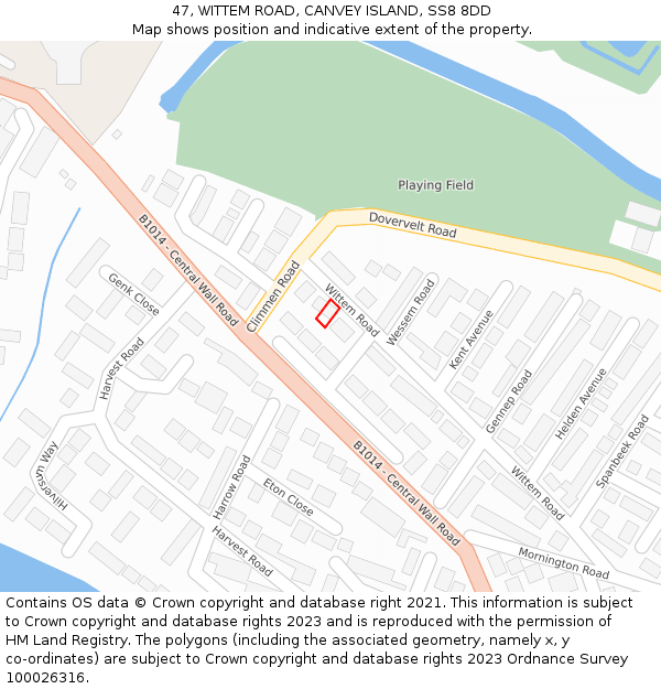 47, WITTEM ROAD, CANVEY ISLAND, SS8 8DD: Location map and indicative extent of plot