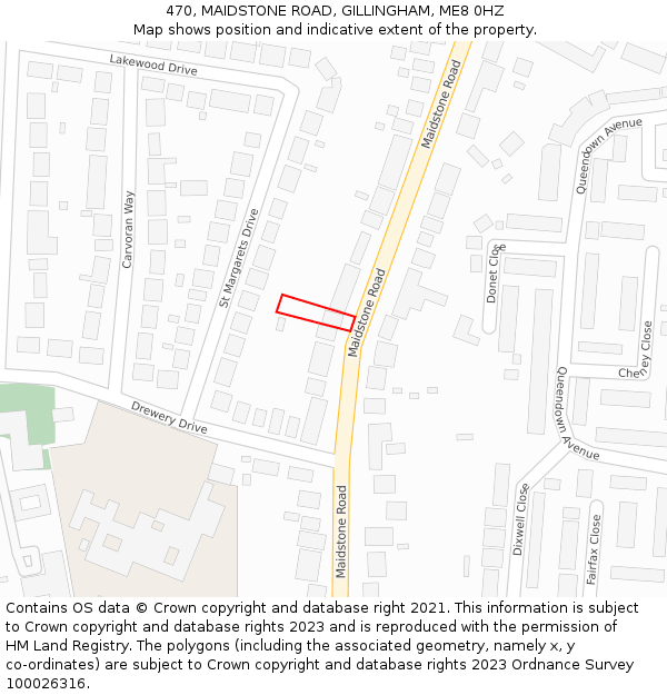 470, MAIDSTONE ROAD, GILLINGHAM, ME8 0HZ: Location map and indicative extent of plot