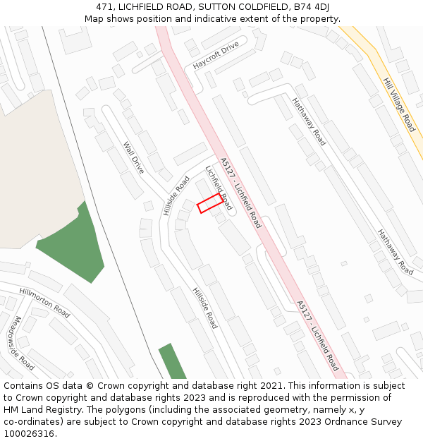 471, LICHFIELD ROAD, SUTTON COLDFIELD, B74 4DJ: Location map and indicative extent of plot