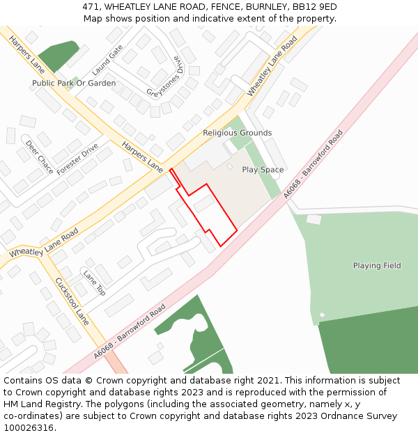 471, WHEATLEY LANE ROAD, FENCE, BURNLEY, BB12 9ED: Location map and indicative extent of plot
