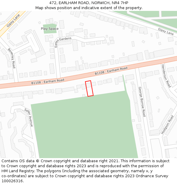 472, EARLHAM ROAD, NORWICH, NR4 7HP: Location map and indicative extent of plot