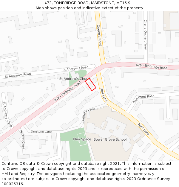 473, TONBRIDGE ROAD, MAIDSTONE, ME16 9LH: Location map and indicative extent of plot