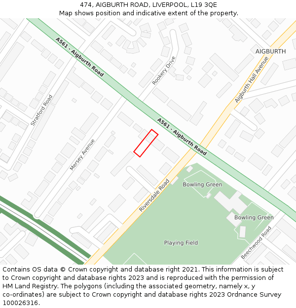 474, AIGBURTH ROAD, LIVERPOOL, L19 3QE: Location map and indicative extent of plot