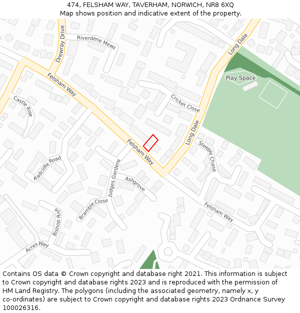 474, FELSHAM WAY, TAVERHAM, NORWICH, NR8 6XQ: Location map and indicative extent of plot