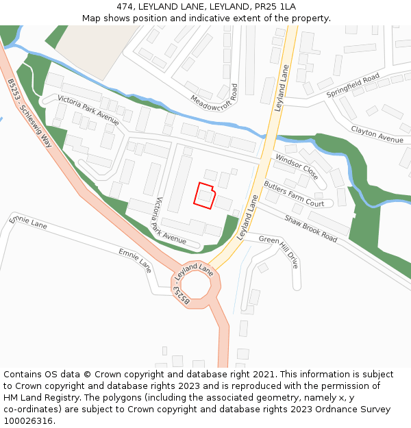 474, LEYLAND LANE, LEYLAND, PR25 1LA: Location map and indicative extent of plot